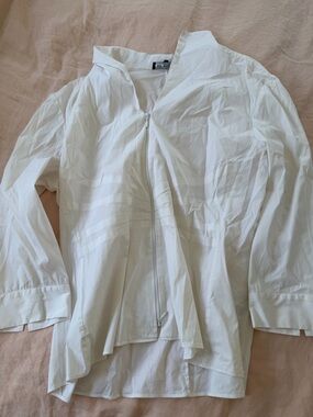 Lafayette 148 New York White Blouse with zipper front